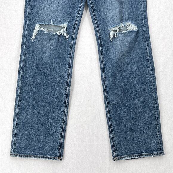 PISTOLA Cassie Super High Rise Straight Jean Womens 27 Blue Distressed Destroyed - Picture 7 of 16